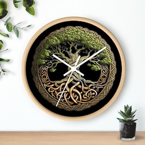 Celtic Tree of Life Wall Clock, Rustic Home Decor, Nature-Inspired Timepiece, Gift for Nature Lovers, Unique Wall Art