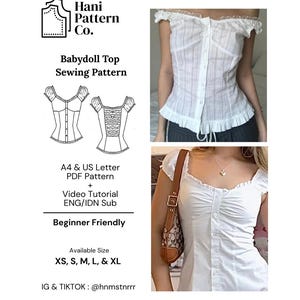 BABYDOLLTOP SEWING PATTERN | A4 & Us Letter Paper Size image 1