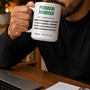 Personalized Program Manager Definition Mug | 15oz Coffee Mug | PM Gift | Project Management Office Humor 画像 3
