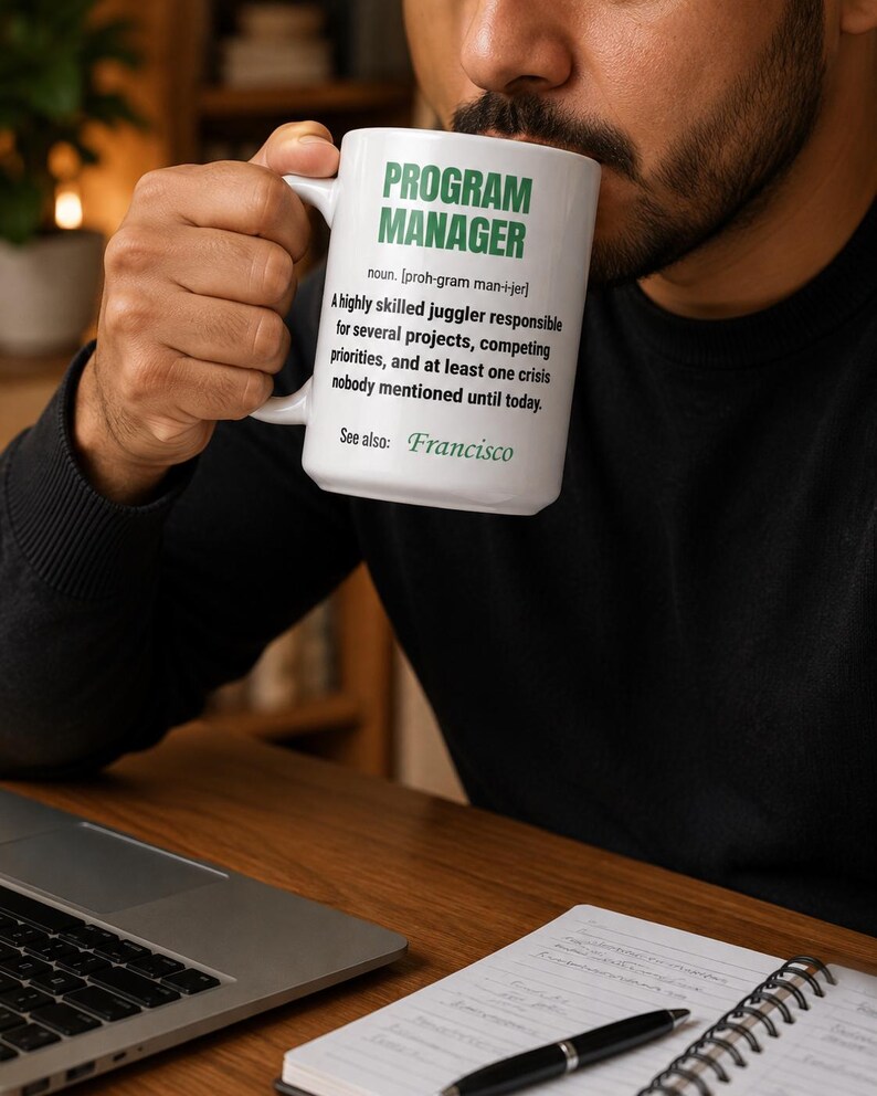 Personalized Program Manager Definition Mug | 15oz Coffee Mug | PM Gift | Project Management Office Humor 画像 3