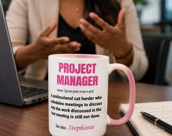 Personalized Project Manager Definition Mug | Funny PM Office Humor Coffee Cup