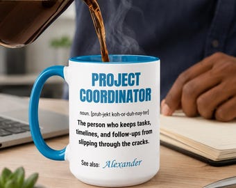 Personalized Project Coordinator Definition Mug | Funny PM Office Humor Coffee Cup