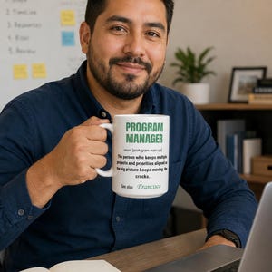 Personalized Program Manager Definition Mug | 15oz Coffee Mug | PM Gift | Project Management Office Humor 画像 2