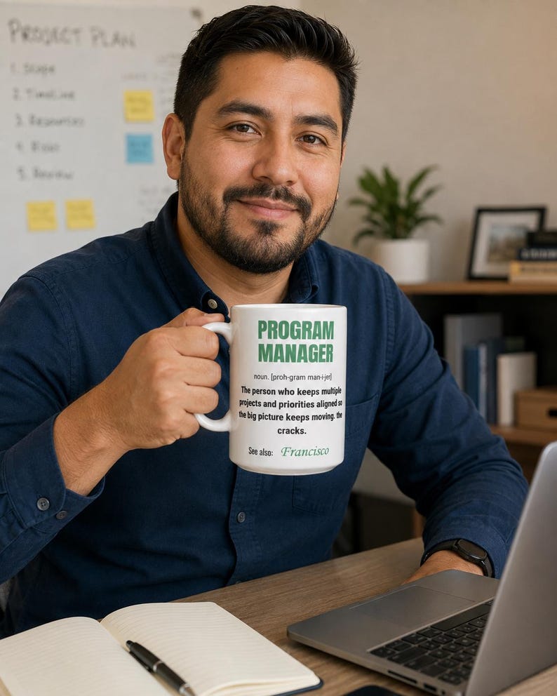 Personalized Program Manager Definition Mug | 15oz Coffee Mug | PM Gift | Project Management Office Humor 画像 2
