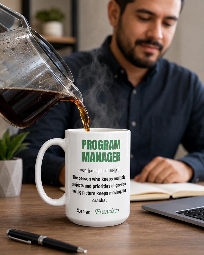 Personalized Program Manager Definition Mug | 15oz Coffee Mug | PM Gift | Project Management Office Humor 画像 1