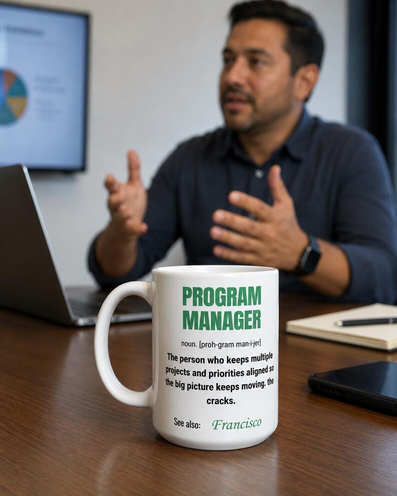 Personalized Program Manager Definition Mug | 15oz Coffee Mug | PM Gift | Project Management Office Humor 画像 4