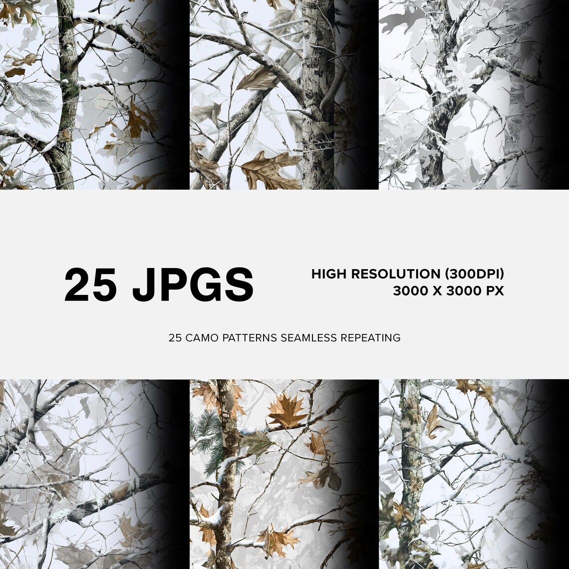 Realistic Tree Camo Patterns 25 Seamless (snow/winter V1): High-res ...