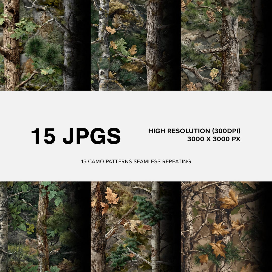 Realistic Tree Camo Patterns 15 Seamless (mountain): High-res, PNG/JPG ...
