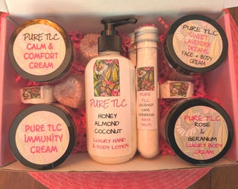 Handgefertigte Aromatherapie-Spa-Geschenkbox, Lotion, Badebomben, Körpercremes