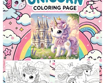 Baby Unicorn Coloring Pages 43 Coloring pages | Kids Printable Coloring Book PDF | Cute Digital Download Activity