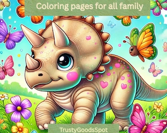 Dinosaur coloring fun Coloring pages 43 Coloring Pages | Adults and Kids Printable Coloring Book PDF | Cute Digital Download Activity