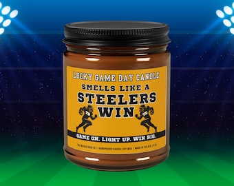 Smells Like a Steelers Win Candle | Pittsburgh Candle | Game Day Decor | Funny Steelers Fan Gift | Lucky Steelers Candle Unique