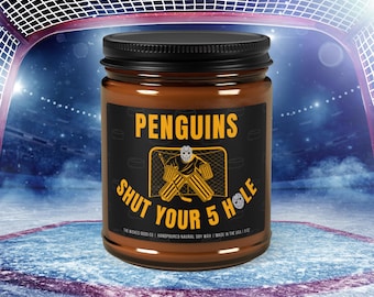 Penguins Hockey Candle | Pittsburgh Penguins Gift | Game Day Decor | NHL Fan Candle