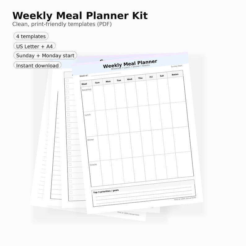 Weekly Meal Planner Printable + Grocery List, Pantry Inventory ...