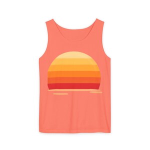 Sunset Vibes Garment-Dyed Tank Top, Unisex Summer Apparel, Casual Beachwear, Gift for Sun Lovers, Summer Festivals, Relaxed Fit
