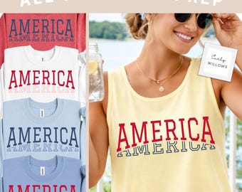 America PNG Bundle, Preppy Patriotic Shirt Design, Fourth of July Graphic, Americana Sublimation Files, 5 Color PNG Bundle