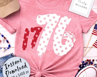 1776 PNG, Patriotic America Shirt Design, Preppy Fourth of July Graphic, USA Sublimation File, All American Prep PNG