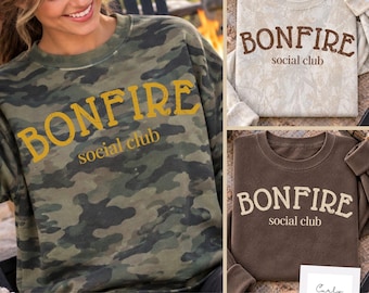 Bonfire PNG Bundle, Bonfire Social Club PNG, Campfire Shirt Design, 3 Color Fall PNG Bundle, Cozy Outdoors Camping Sublimation png