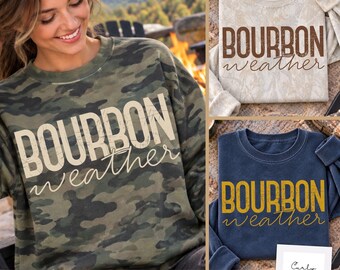 Bourbon Weather PNG Bundle, Bourbon Shirt Design, Whiskey PNG, 3 Color Distressed Fall PNG, Bourbon Lover Gift, Vintage Drink Design
