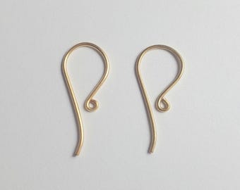 24K Gold Vermeil Ear Hooks 23x10mm, 21 Gauge Jewelry Findings Handcrafted in Bali