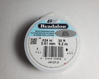 Alambre para abalorios Beadalon de 49 hebras, 0,61 mm (0,024 in), 9,1 m (30 ft), acabado brillante, alambre para ensartar joyas