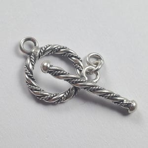 Oxidized Sterling Silver Toggle Clasp, 14mm Loop, Finding Set, Bali Jewelry Component