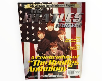 Gold Collectors Series Entertainment Magazine titled "The Beatles Forever," featuring a prominent American flag background