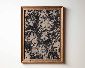 Neutral Abstract Floral Pattern Art Decor | Vintage Botanical Textile Wallpaper | Framed/Unframed Wall Art