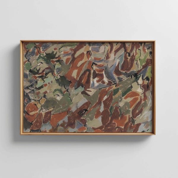 Mid-Century Abstract Landscape Wall Art | Modern Contemporary Muted Painting Decor | Framed/Unframed Wall Art