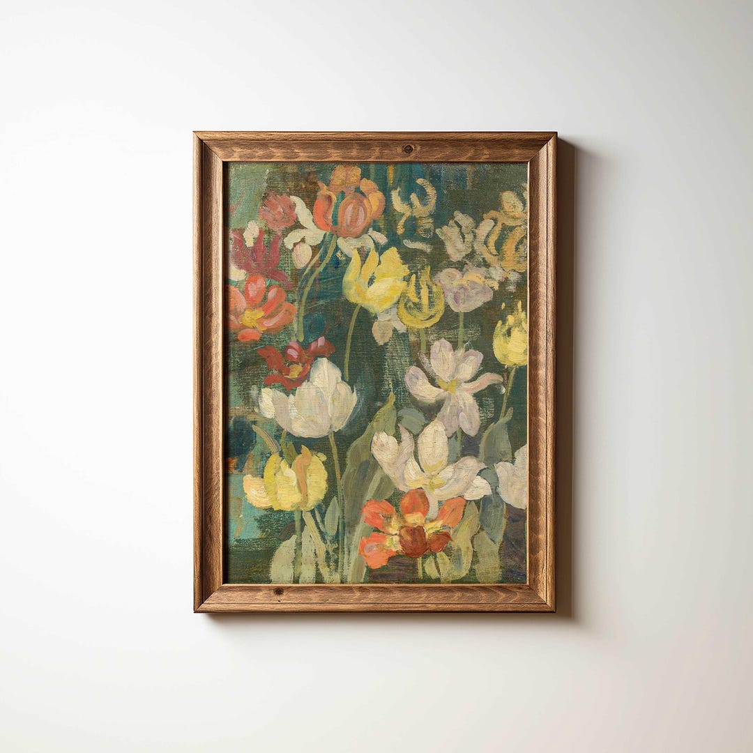 Pastel Tulip Bouquet Fine Art Print | Cottagecore Botanical Still Life ...