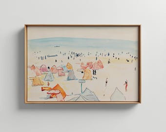 Arte imprimible de acuarela de playa / Decoración de pared vintage de playa I Arte de pared enmarcado/sin marco