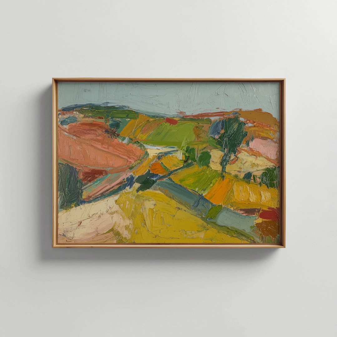 Country Abstract Modern Abstract Countryside Painting • Vintage Contemporary Rustic Wall ...