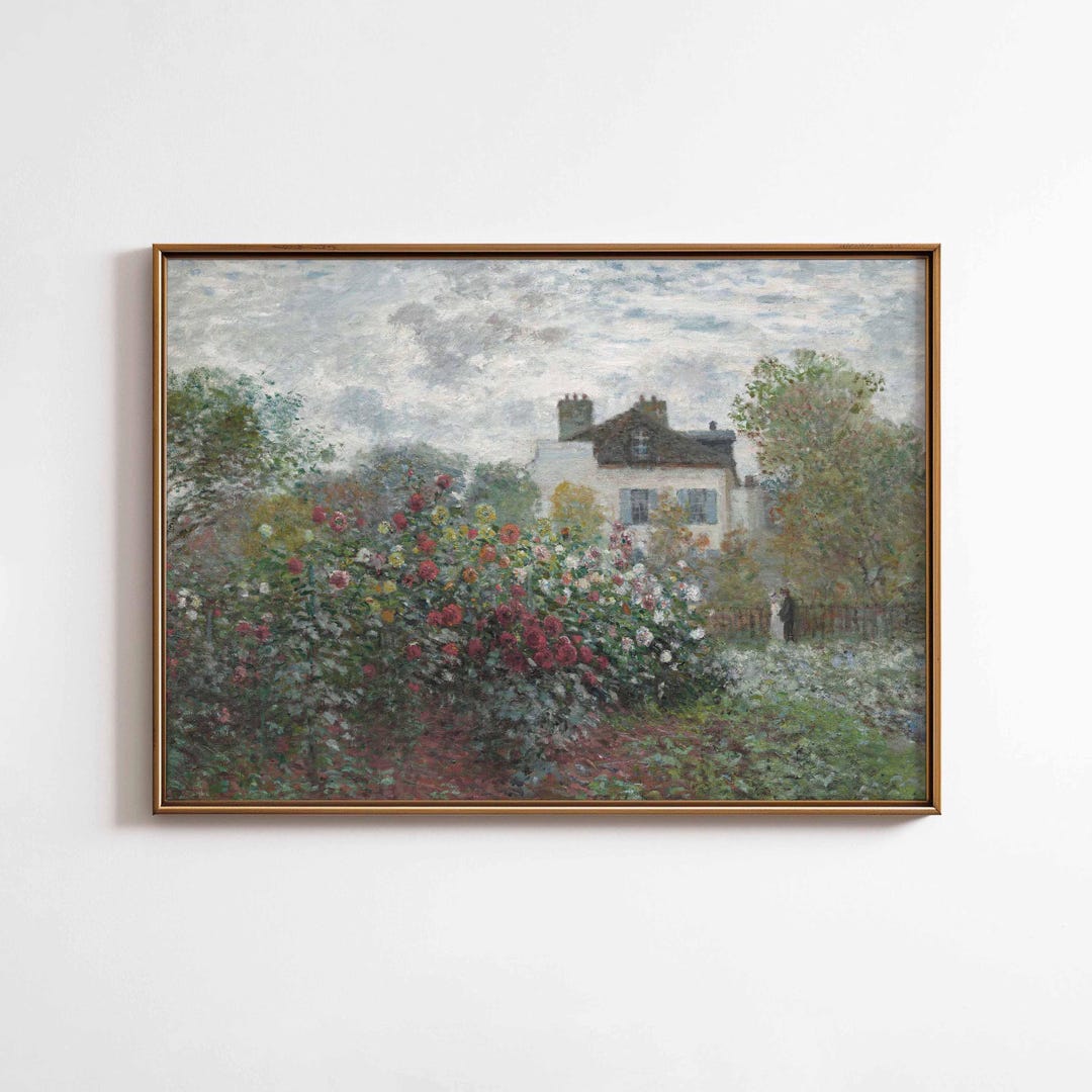 Vintage Cottage Garden Landscape Art • Romantic Floral English ...