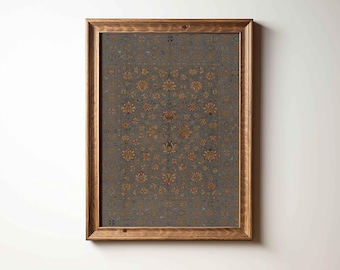 Persian Carpet Tapestry Wall Decor | Antique Textile Rug Pattern Boho Home Art | Framed/Unframed Wall Art