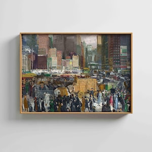 Paisaje urbano moderno de Nueva York para pared • Pintura al óleo realista vintage para decoración urbana del hogar • Cuadros para pared con o sin marco