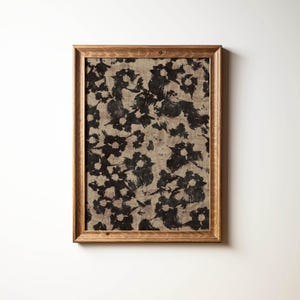 Neutral Abstract Floral Pattern Botanical Wall Art • Vintage Cottagecore Modern Home Decor • Framed/Unframed Wall Art