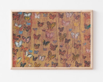 Vintage Butterfly Pattern Fine Art | Cottagecore Boho Butterfly Tapestry Wall Decor | Framed/Unframed Wall Art