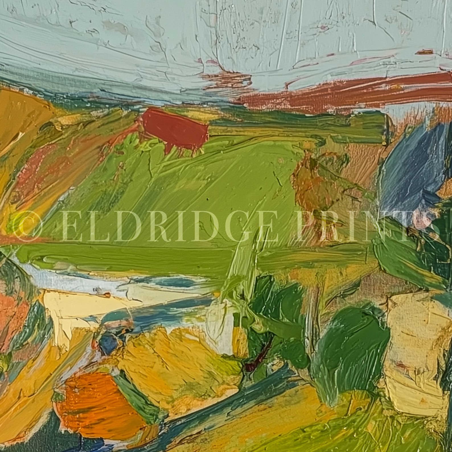 Modern Abstract Countryside Painting • Vintage Contemporary Rustic Wall ...