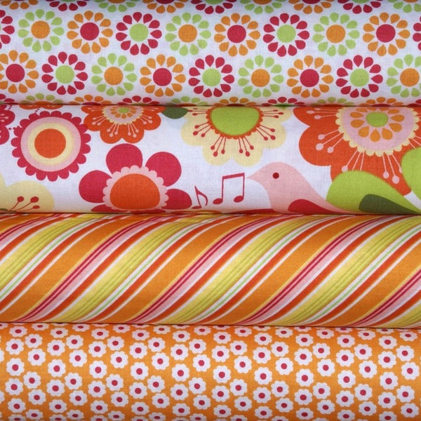 4 Half Yard  Bundle - Riley Blake Summer Song in Orange