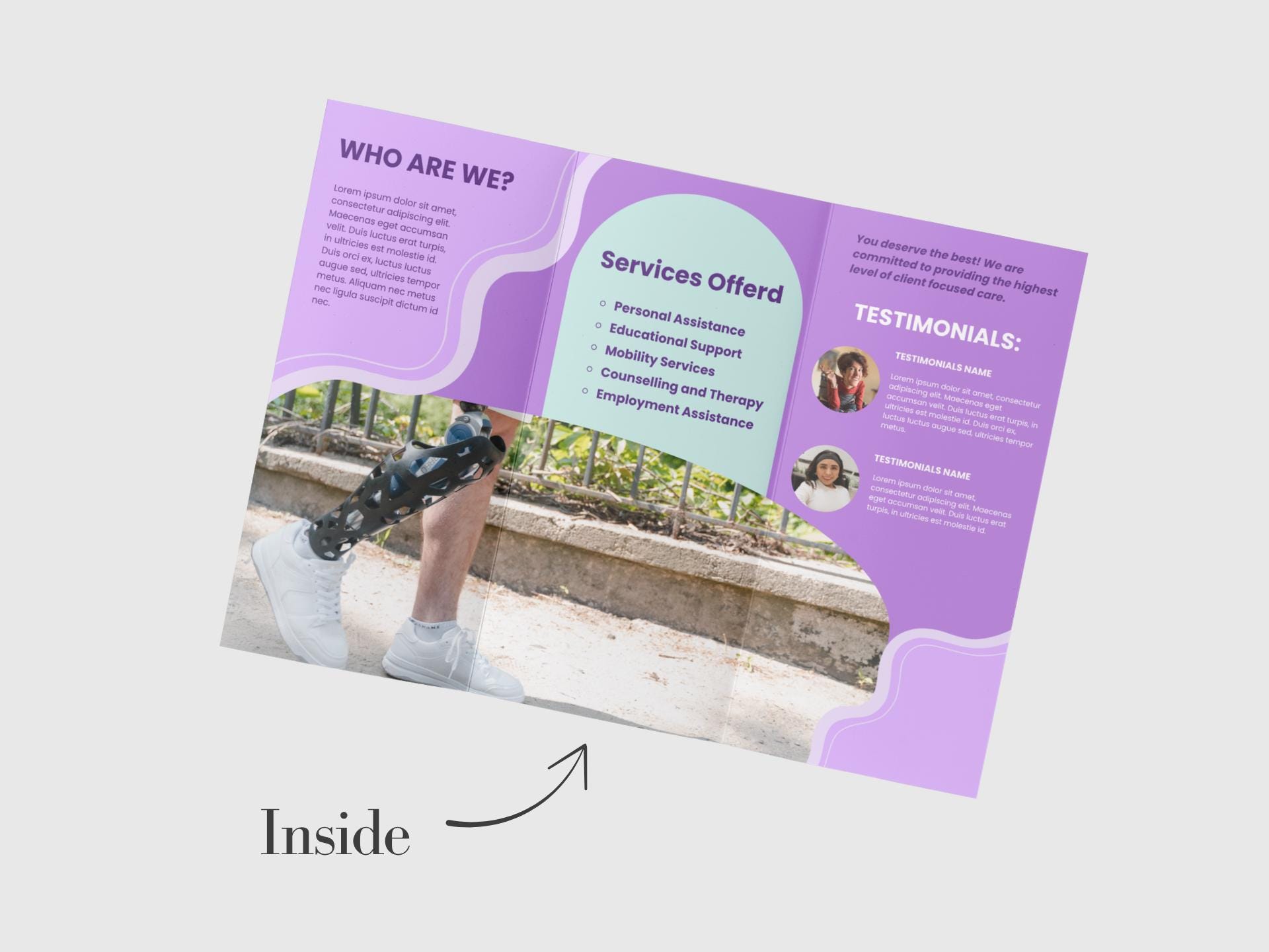Modern Trifold Brochure Template for Disability Services: Editable A4 ...