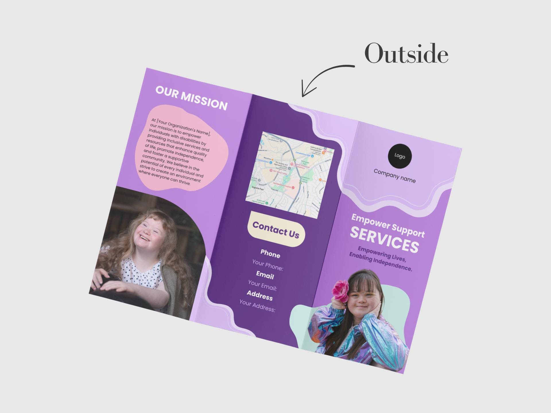 Modern Trifold Brochure Template for Disability Services: Editable A4 ...