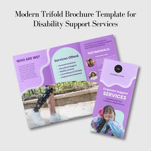 Modern Trifold Brochure Template for Disability Services: Editable A4 Size Design
