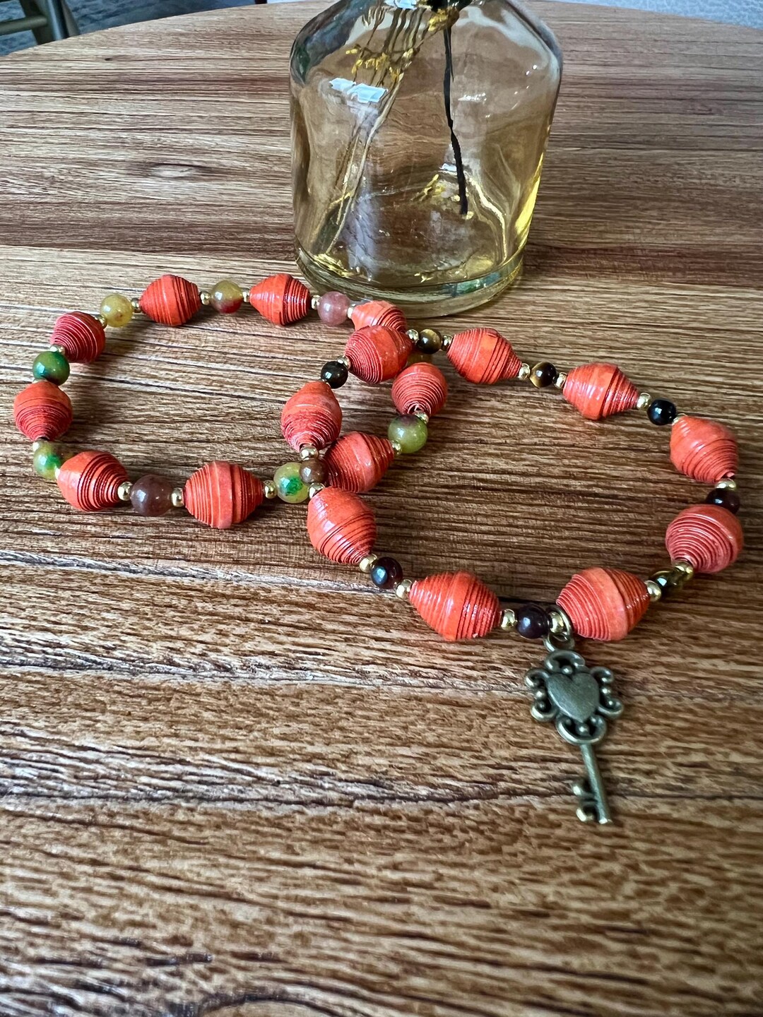 Orange Beaded Bracelets With Key. No. 252 - Etsy