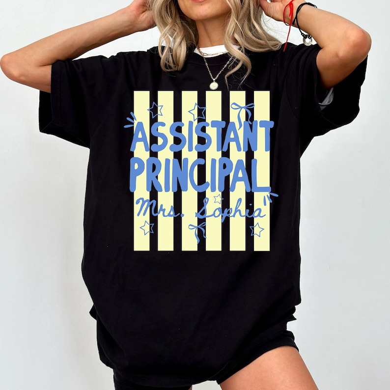 Custom School Staff Shirt: Personalized School Nurse, Principal, Counselor Tee, Stripes Shirt Gift For School Staff, Back To School Gift image 13
