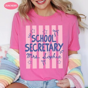 Custom School Staff Shirt: Personalized School Nurse, Principal, Counselor Tee, Stripes Shirt Gift For School Staff, Back To School Gift image 7