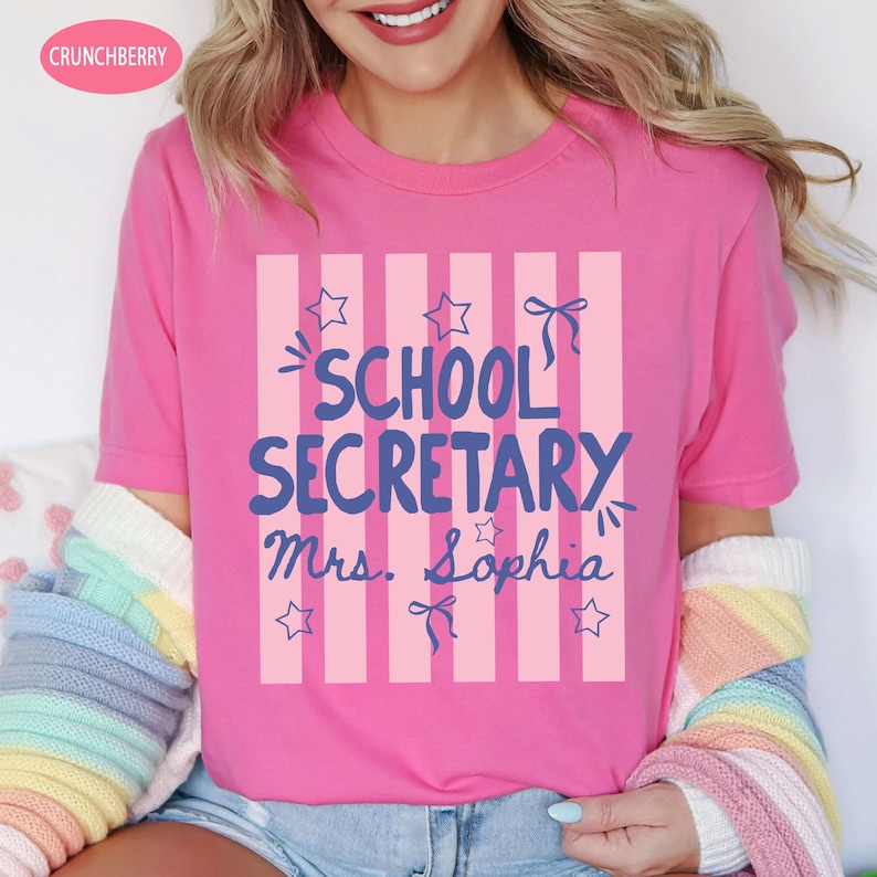 Custom School Staff Shirt: Personalized School Nurse, Principal, Counselor Tee, Stripes Shirt Gift For School Staff, Back To School Gift image 7