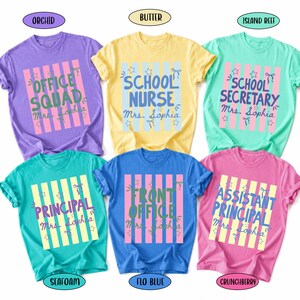 Custom School Staff Shirt: Personalized School Nurse, Principal, Counselor Tee, Stripes Shirt Gift For School Staff, Back To School Gift image 3