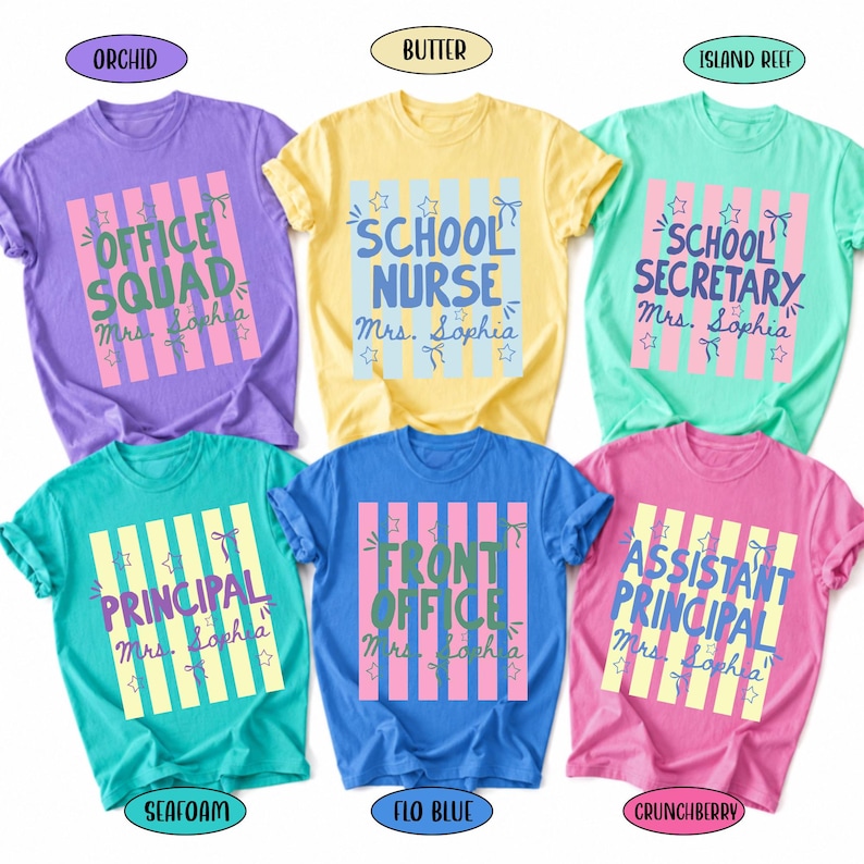 Custom School Staff Shirt: Personalized School Nurse, Principal, Counselor Tee, Stripes Shirt Gift For School Staff, Back To School Gift image 3