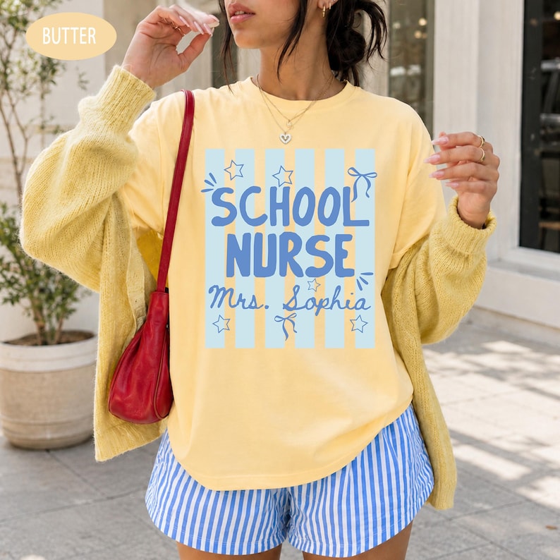 Custom School Staff Shirt: Personalized School Nurse, Principal, Counselor Tee, Stripes Shirt Gift For School Staff, Back To School Gift image 8