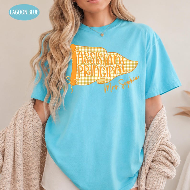School Staff Shirt, Personalized Teacher Pennant Tee, Back to School Custom Name Shirt, School Office Crew, Spirit Shirt image 8